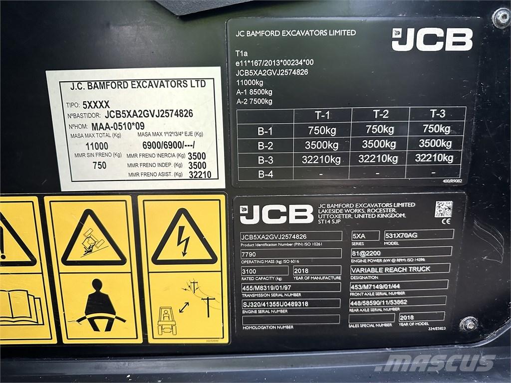 JCB 531-70 Agri Lauksaimniecības pacēlāji