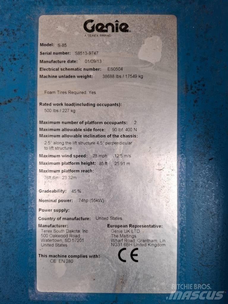 Genie S-85 Teleskopiskie pacēlāji