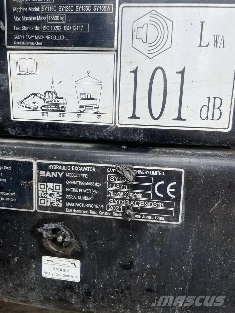 Sany SY 135 C Kāpurķēžu ekskavatori