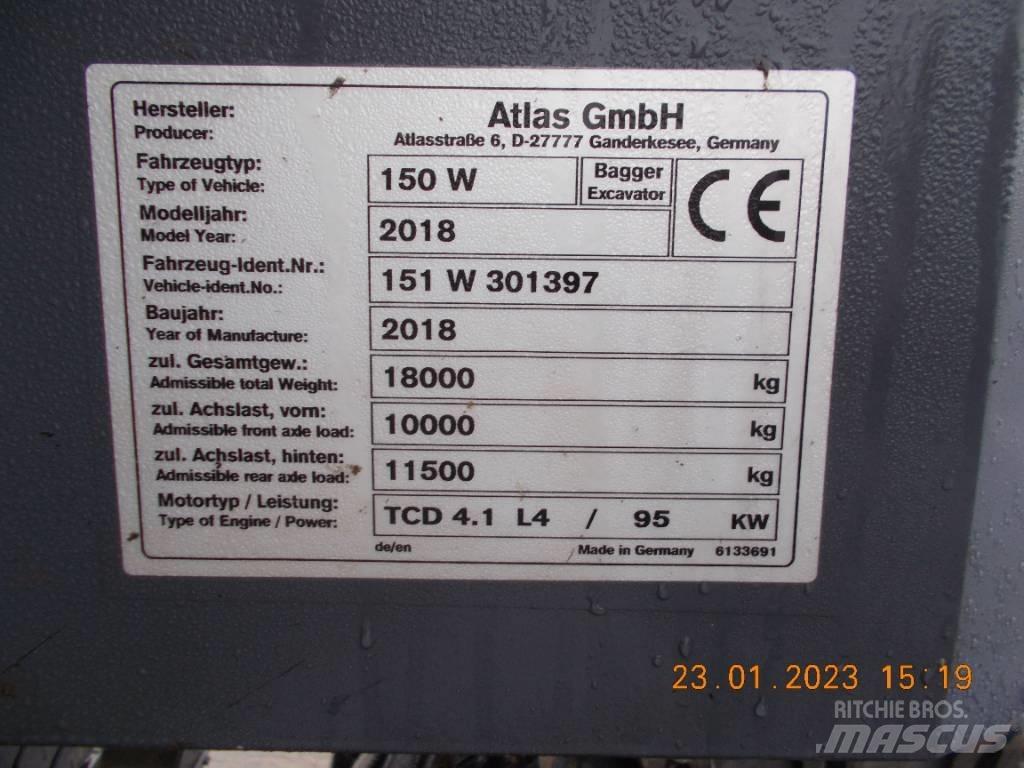 Atlas 150 W Ekskavatori uz riteņiem