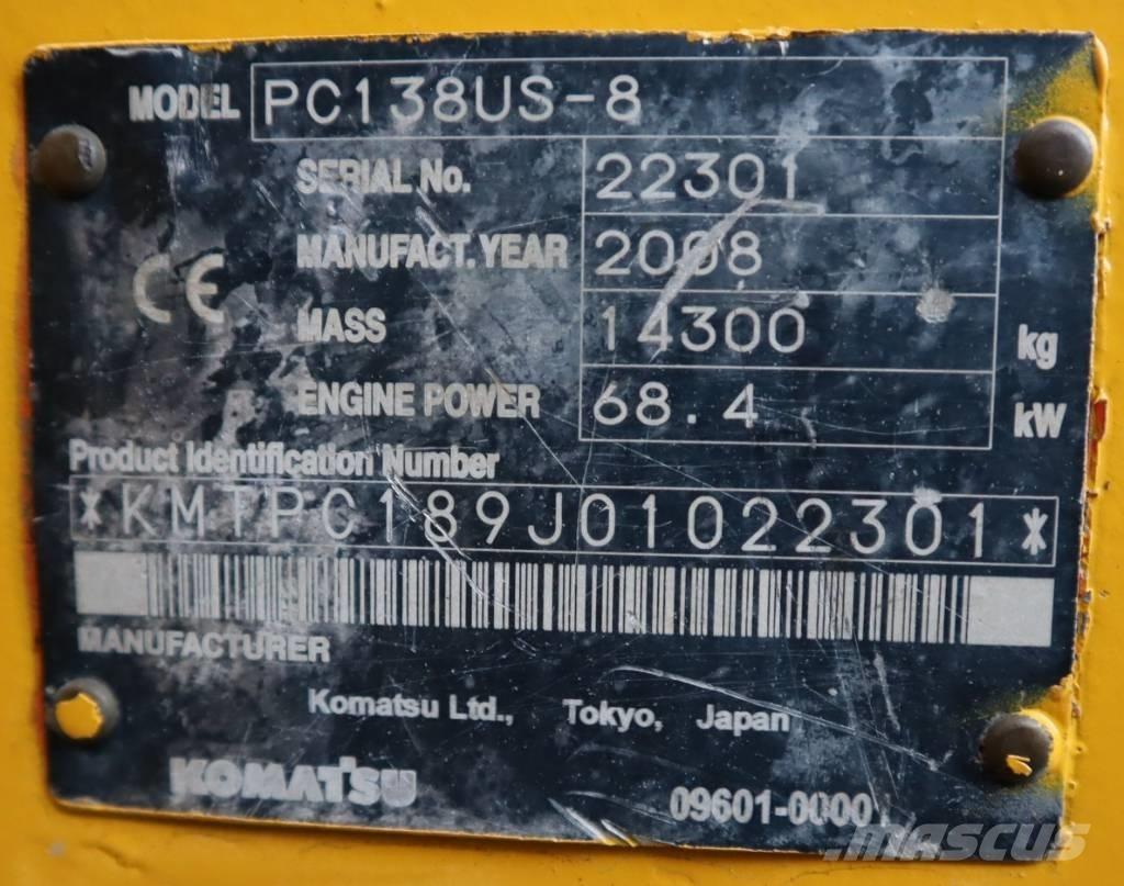 Komatsu PC138US-8 Kāpurķēžu ekskavatori