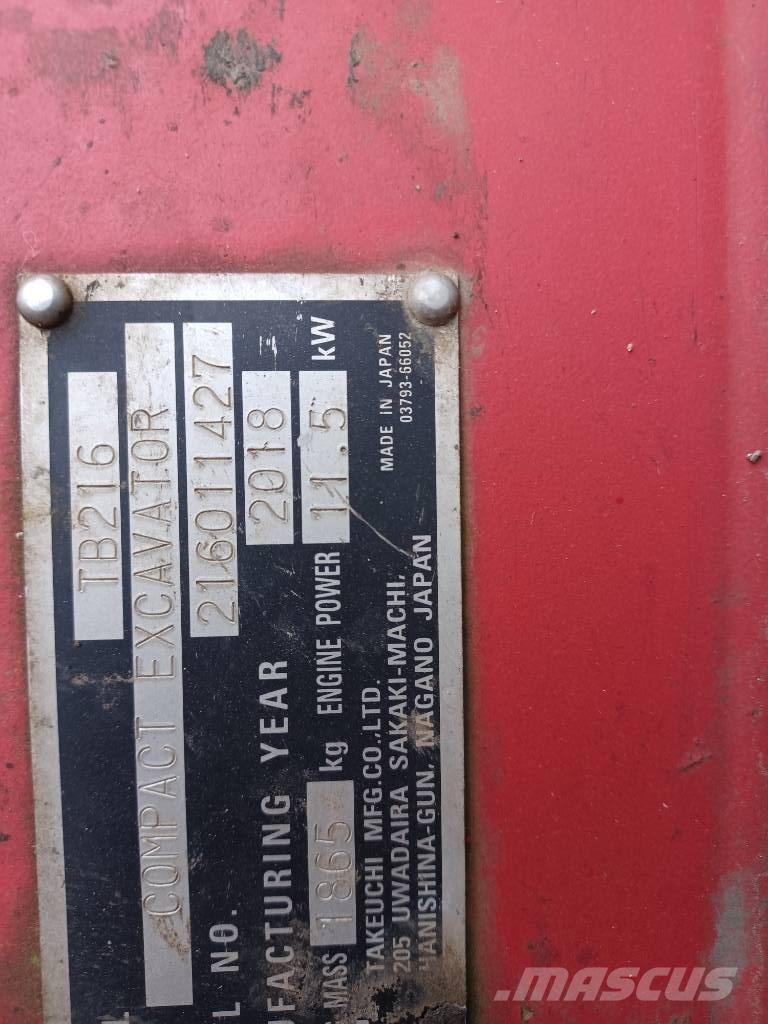 Takeuchi TB 216 Mini ekskavatori < 7 t