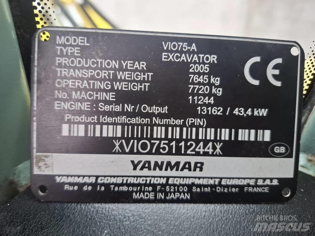 Yanmar Vio 75 A Vidēja lieluma ekskavatori 7 t - 12 t