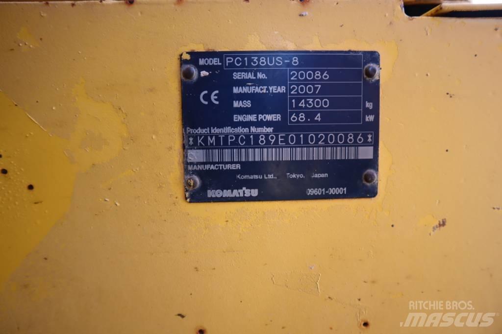 Komatsu PC138US-8 Kāpurķēžu ekskavatori