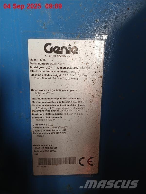 Genie S 65 Teleskopiskie pacēlāji