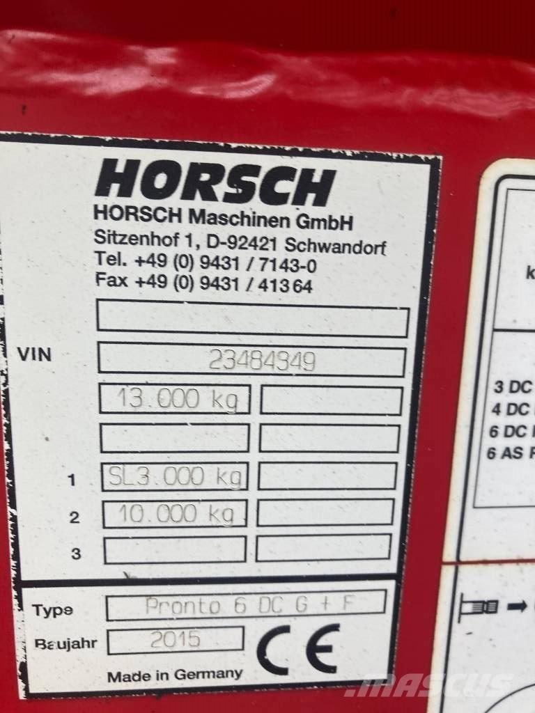 Horsch PRONTO 6DC Kombinētās sējmašīnas