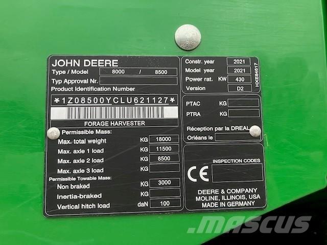 John Deere 8500i Lopbarības novācēji