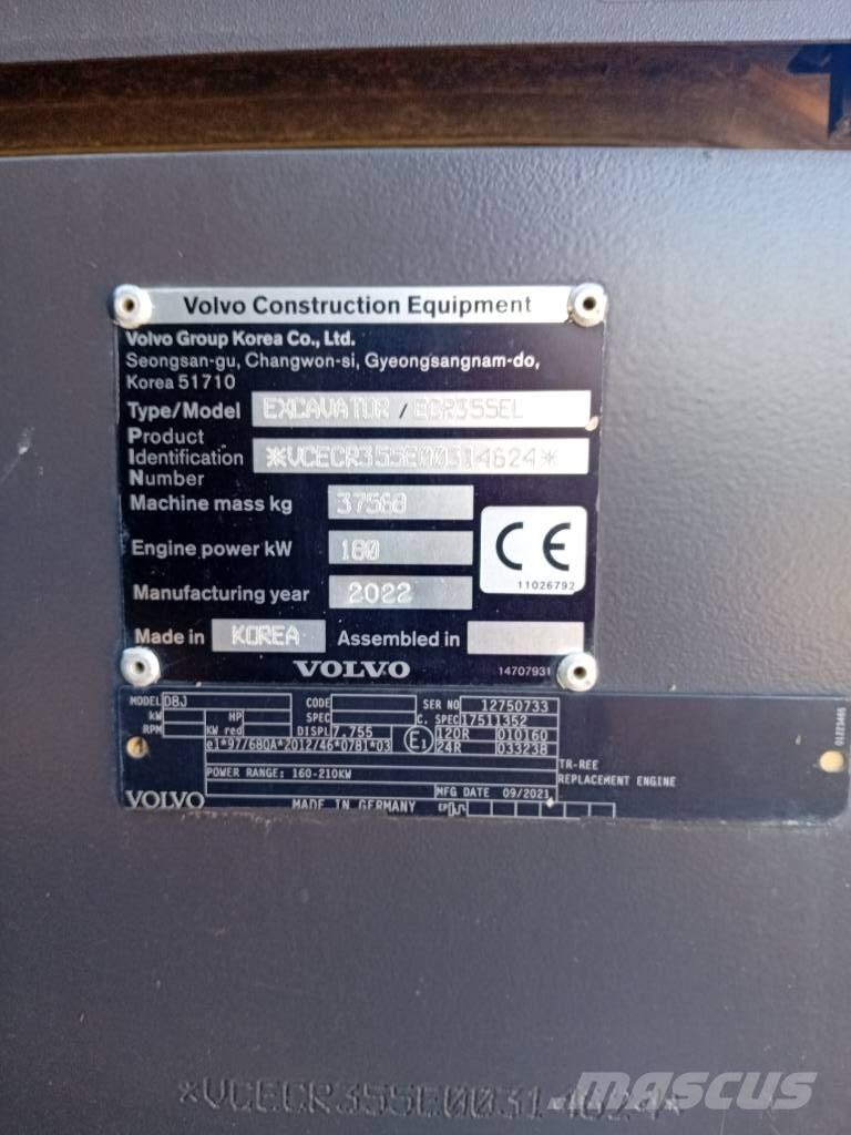 Volvo ECR 355 E Kāpurķēžu ekskavatori