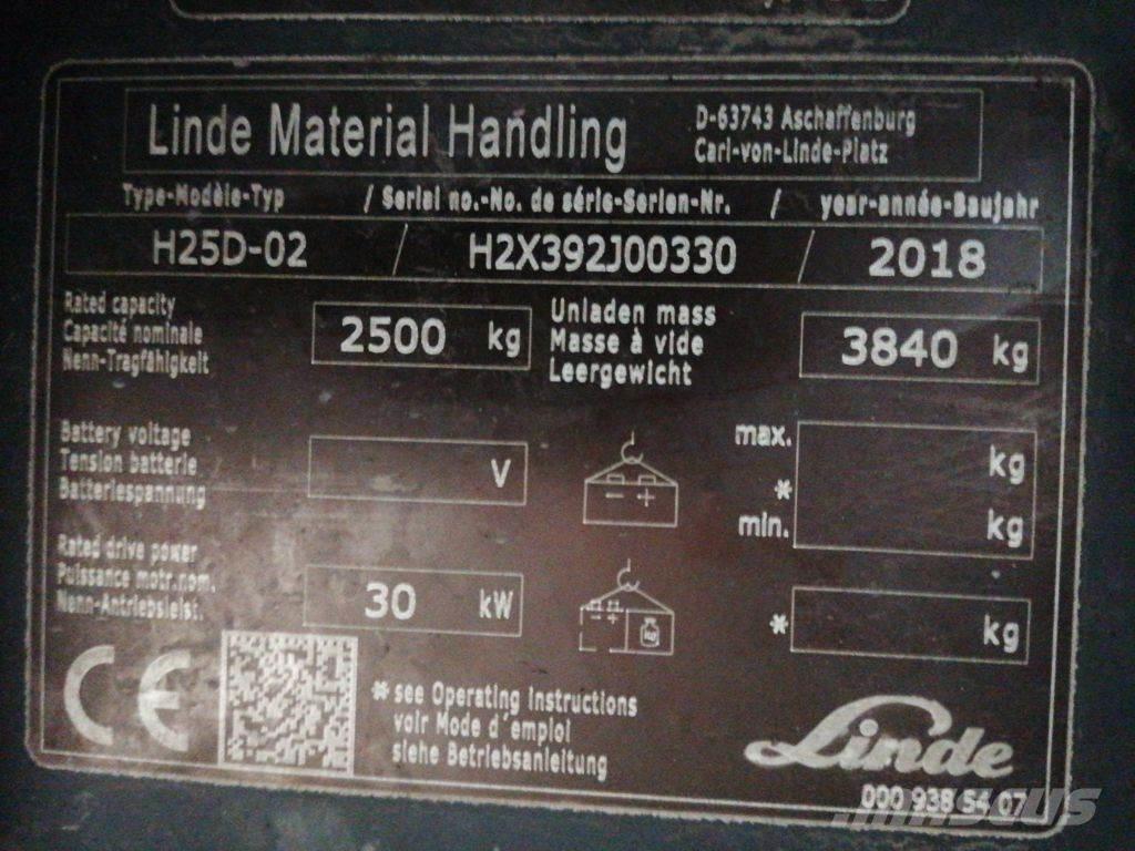 Linde H25D-02 Tehnika ar dīzeļa dzinēju