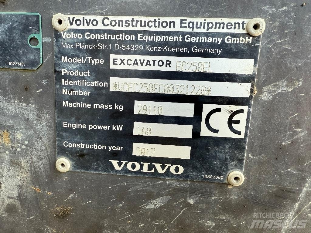 Volvo EC 250 EL Kāpurķēžu ekskavatori
