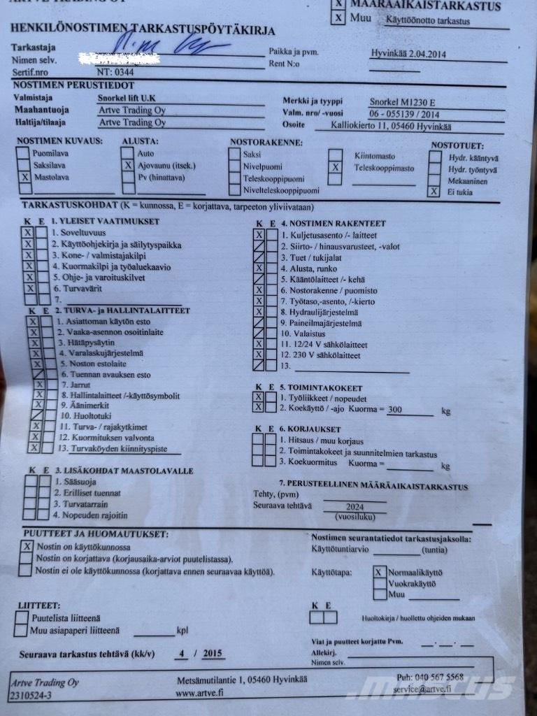 Snorkel M 1230 E Šķerveida pacēlāji
