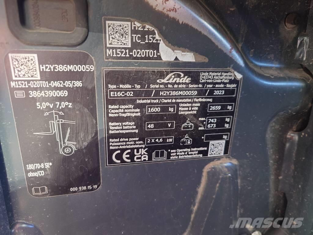 Linde E16C/386-02 Elektriskie iekrāvēji