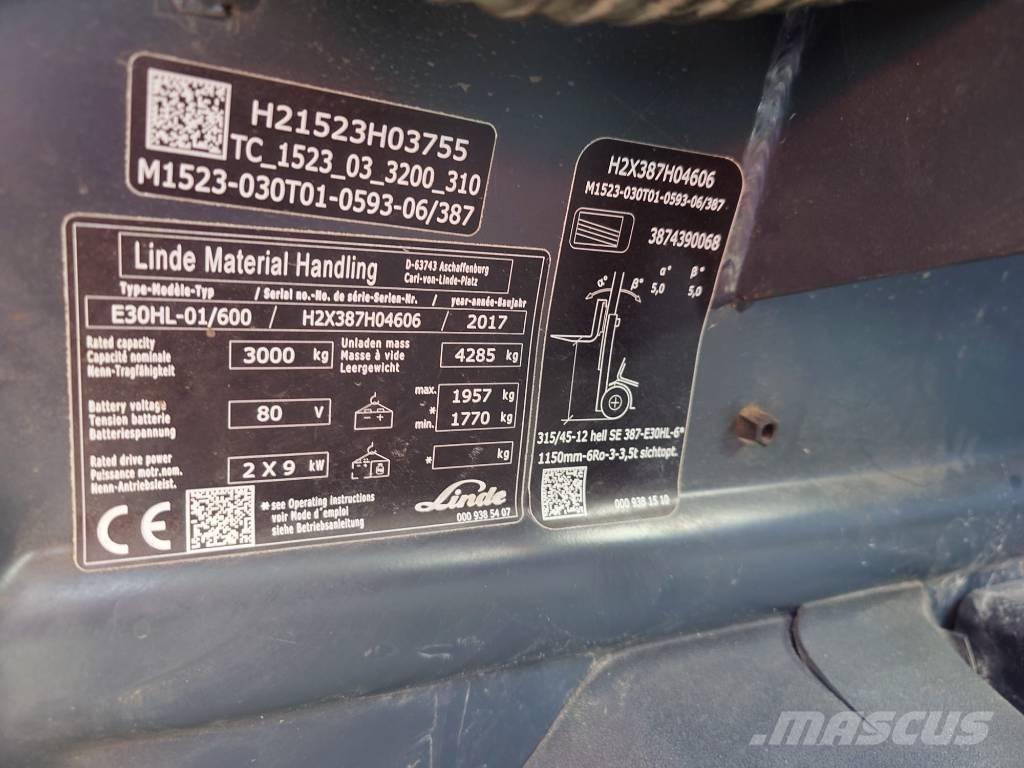 Linde E30/600HL/387 Elektriskie iekrāvēji