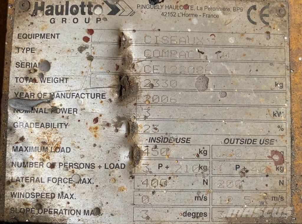 Haulotte Compact 10 Šķerveida pacēlāji