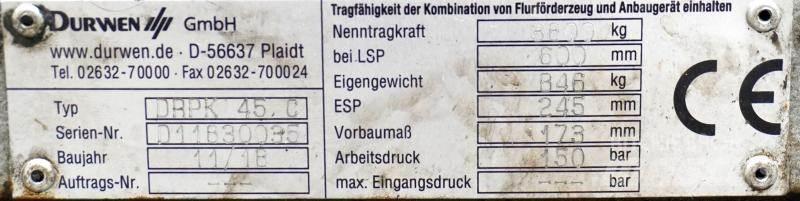 Durwen DRPK45C Iekraušanas tehnika- Citi