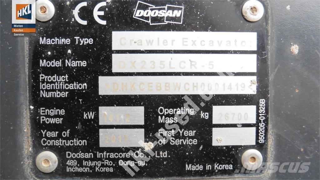 Doosan DX 235 LCR-5 Kāpurķēžu ekskavatori