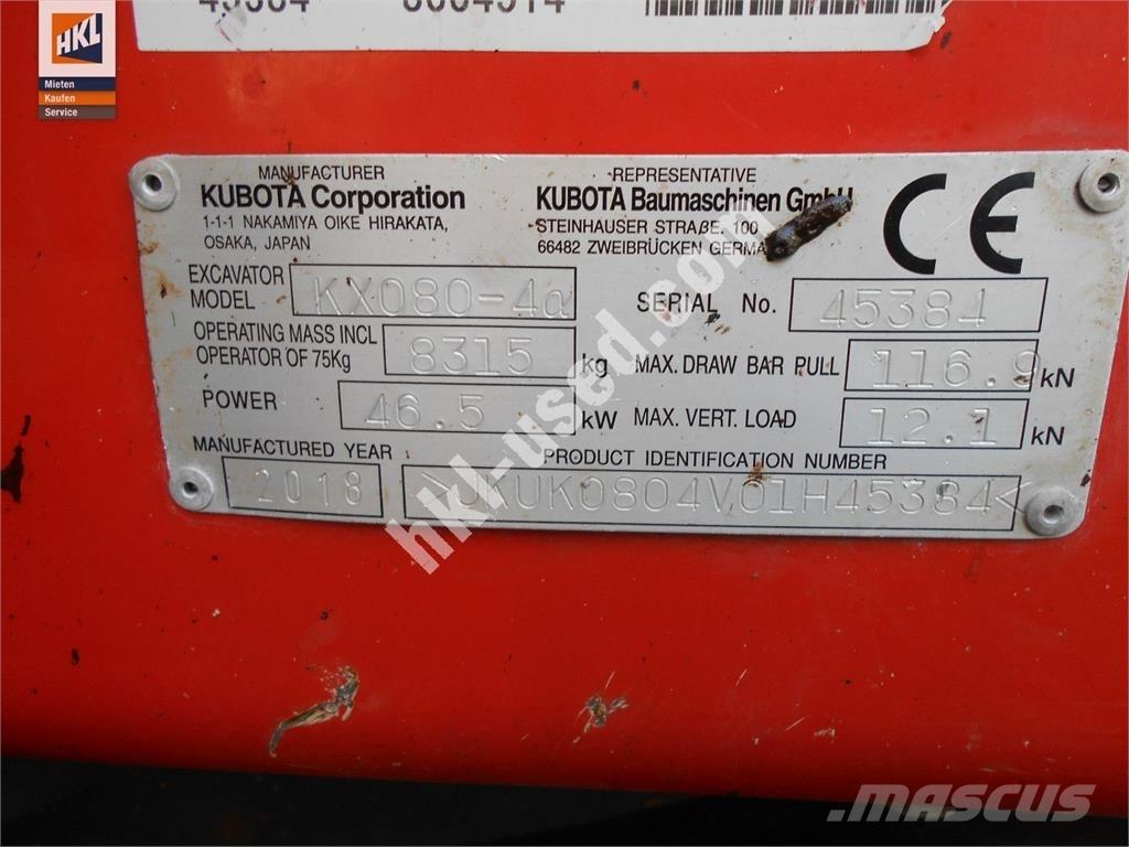 Kubota KX 080-4 Mini ekskavatori < 7 t