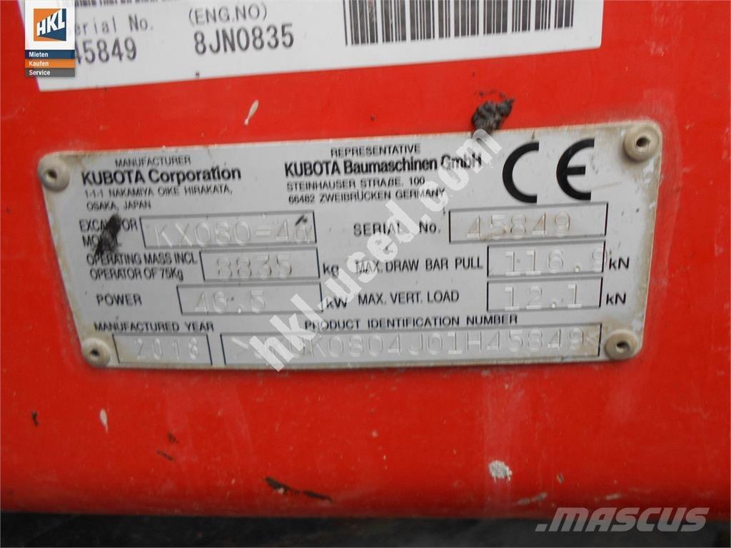 Kubota KX 080-4 Mini ekskavatori < 7 t