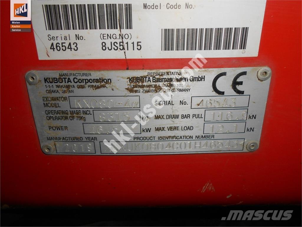 Kubota KX 080-4 Mini ekskavatori < 7 t