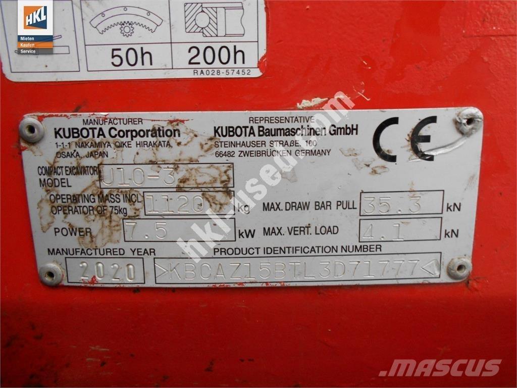 Kubota U 10-3 Mini ekskavatori < 7 t
