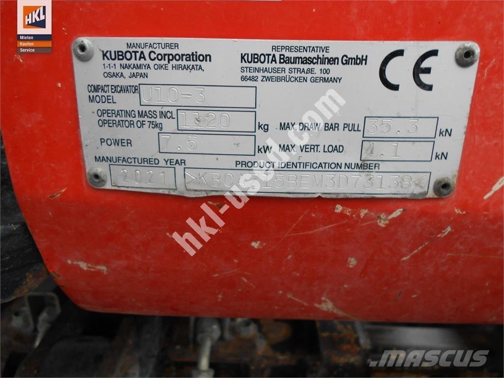 Kubota U 10-3 Mini ekskavatori < 7 t