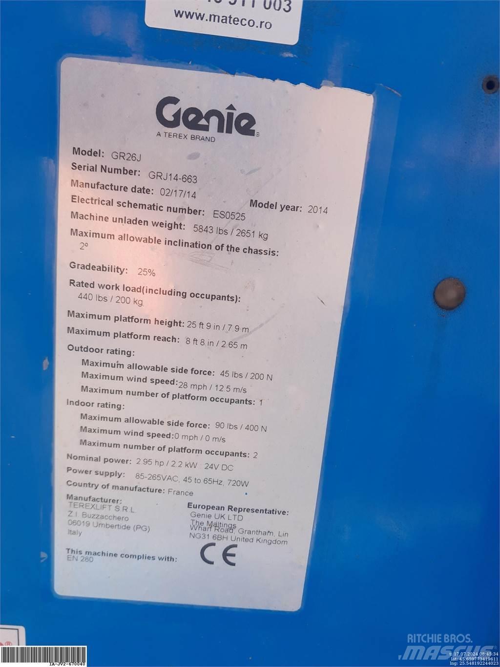 Genie GR26J Vertikālie pacēlāji