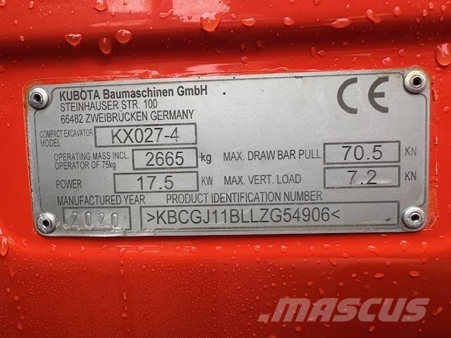 Kubota KX027-4 Vidēja lieluma ekskavatori 7 t - 12 t