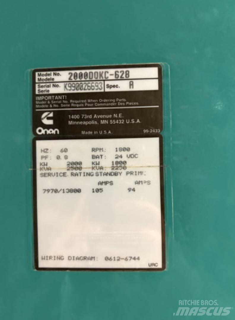 Cummins 2000DQKC-628 Dīzeļģeneratori