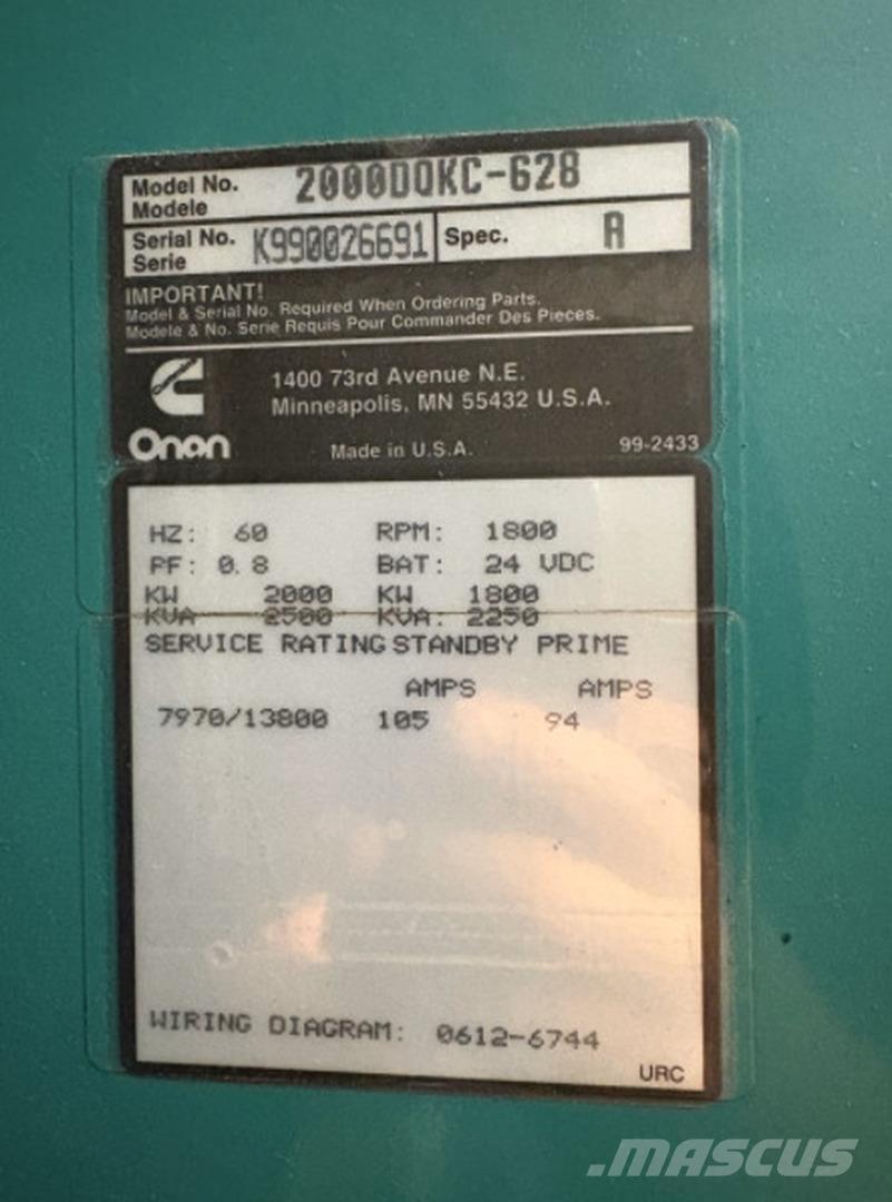 Cummins 2000DQKC-628 Dīzeļģeneratori