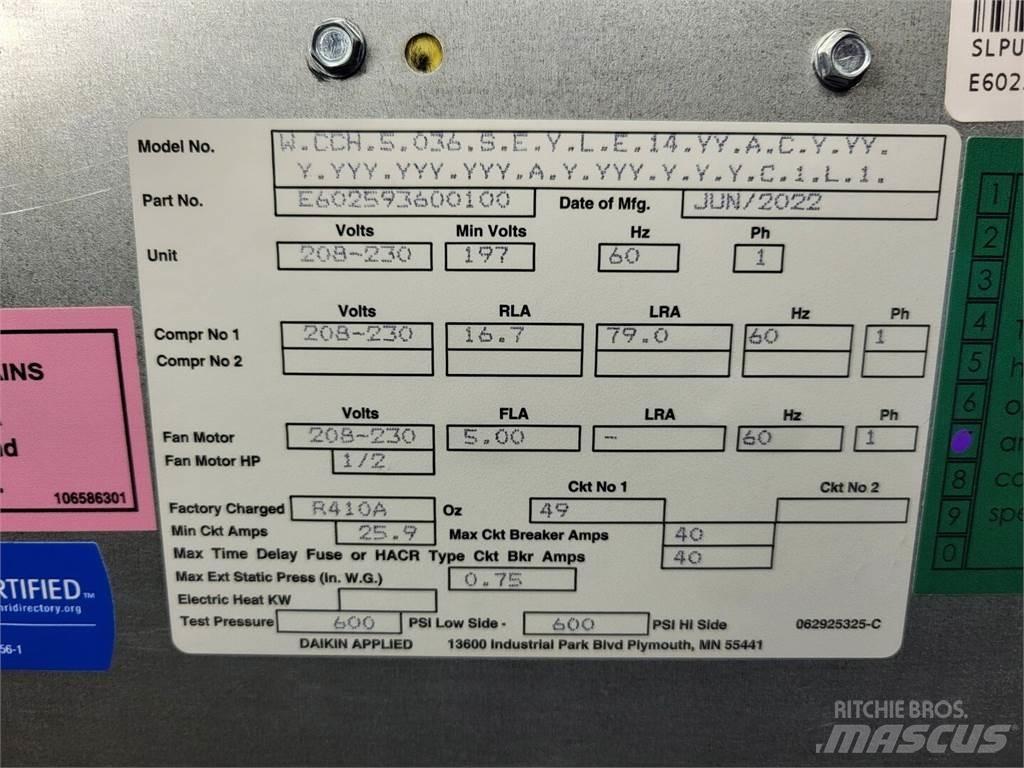  DAIKIN Enfinity 036 Sildīšanas un atkausēšanas iekārtas