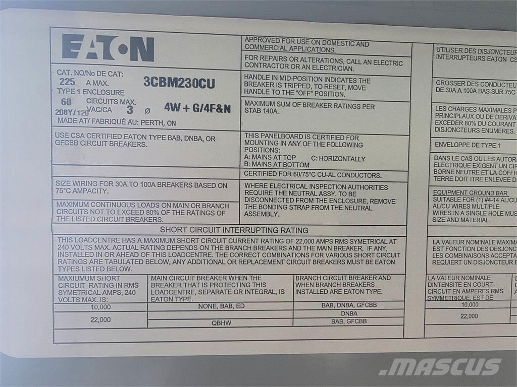 Eaton 3CBM230CU Būvniecība- Citi