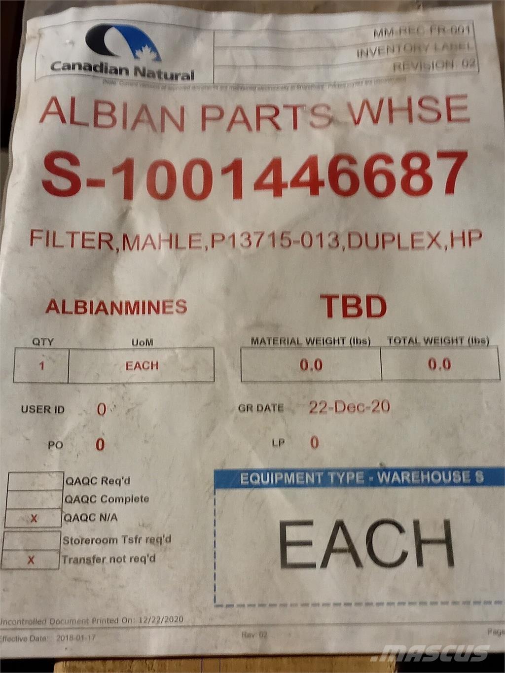  MAHLE Pi 3715-013 Būvniecība- Citi