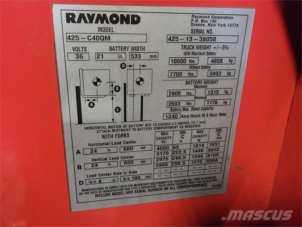 Raymond 425-C40QM Būvniecība- Citi