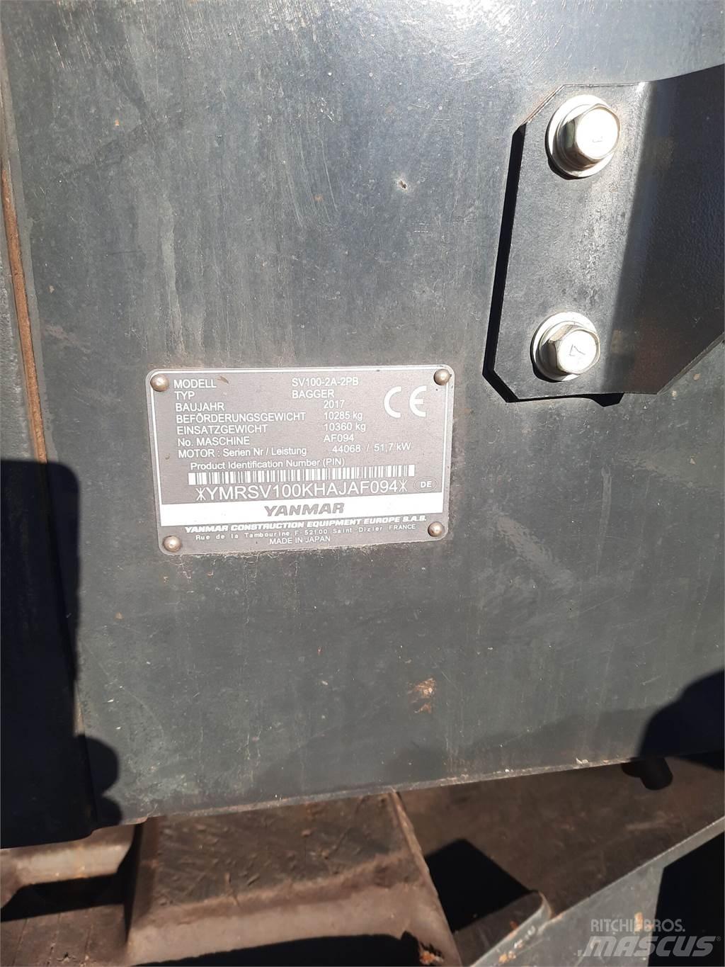 Yanmar SV 100-2PB Kāpurķēžu ekskavatori