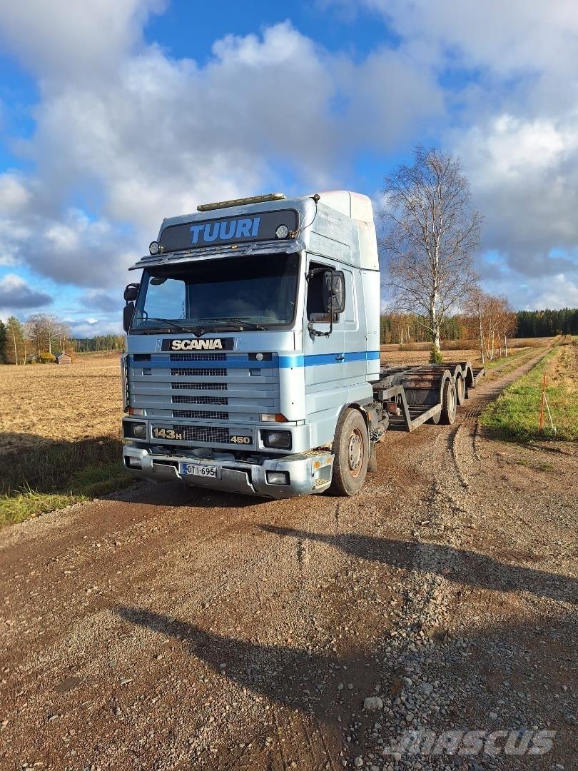 Scania 143H Treileri meža tehnikas transportēšanai