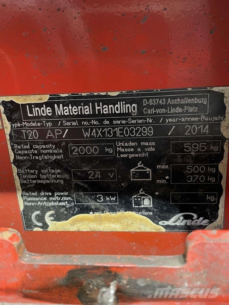 Linde T20AP-131 Zemie palešu pacēlāji