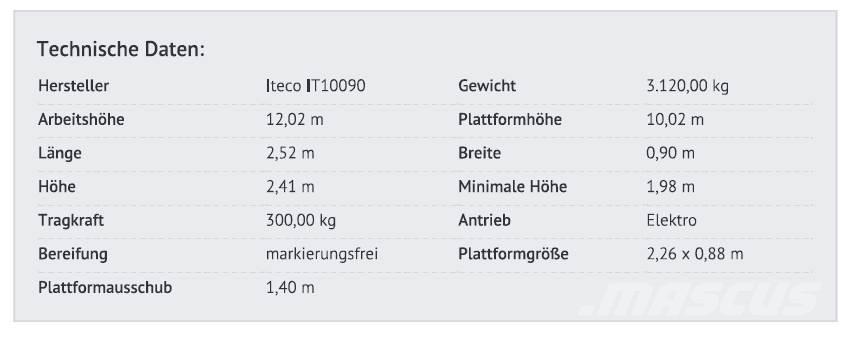 Iteco IT10090 Šķerveida pacēlāji