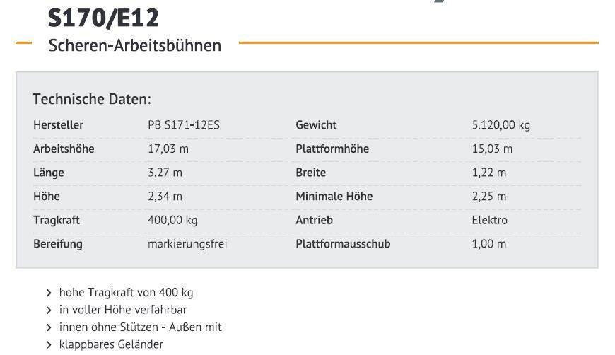 PB S171-12ES Šķerveida pacēlāji
