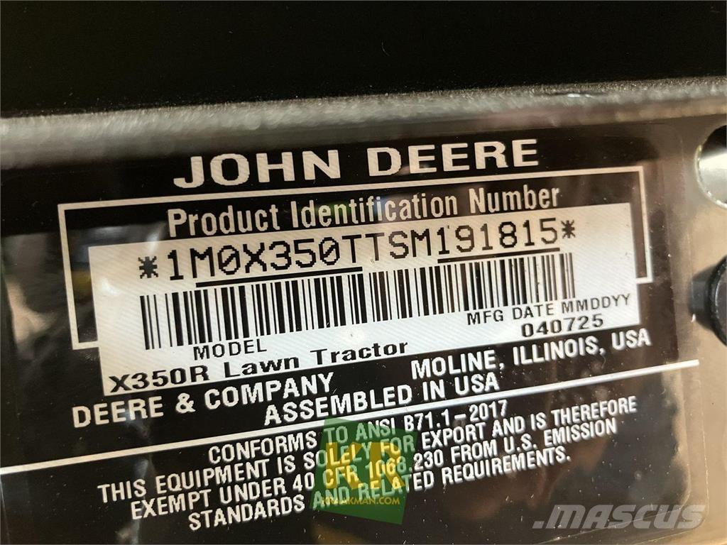 John Deere X350R Mauriņa traktors