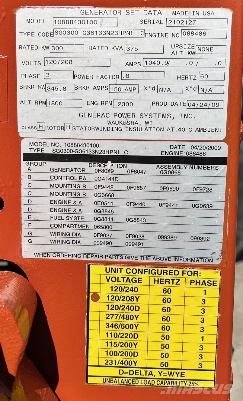 Generac SG300 Gāzes ģeneratori