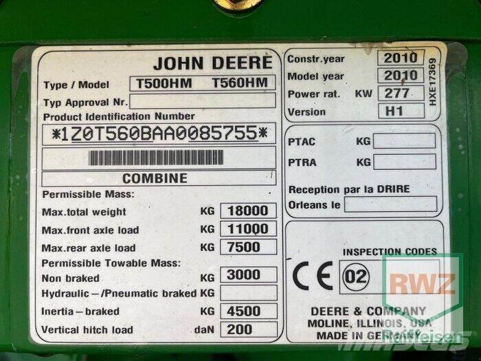 John Deere T560 Ražas novākšanas kombaini