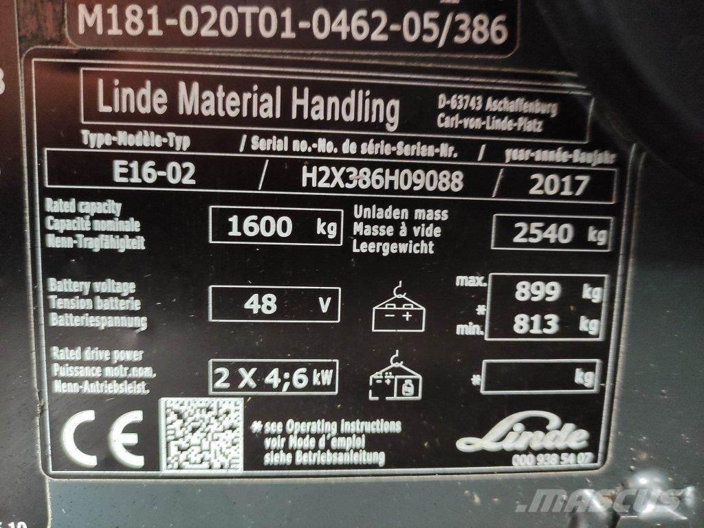 Linde E16-02-386 Elektriskie iekrāvēji