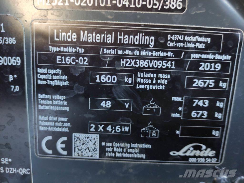Linde E16C-02-386 EVO Elektriskie iekrāvēji