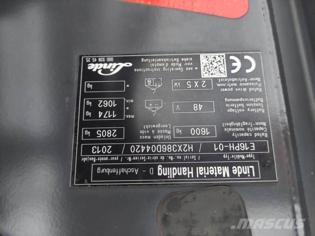 Linde E16PH-01-386 Elektriskie iekrāvēji