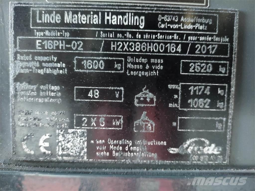 Linde E16PH-02-386 EVO Elektriskie iekrāvēji