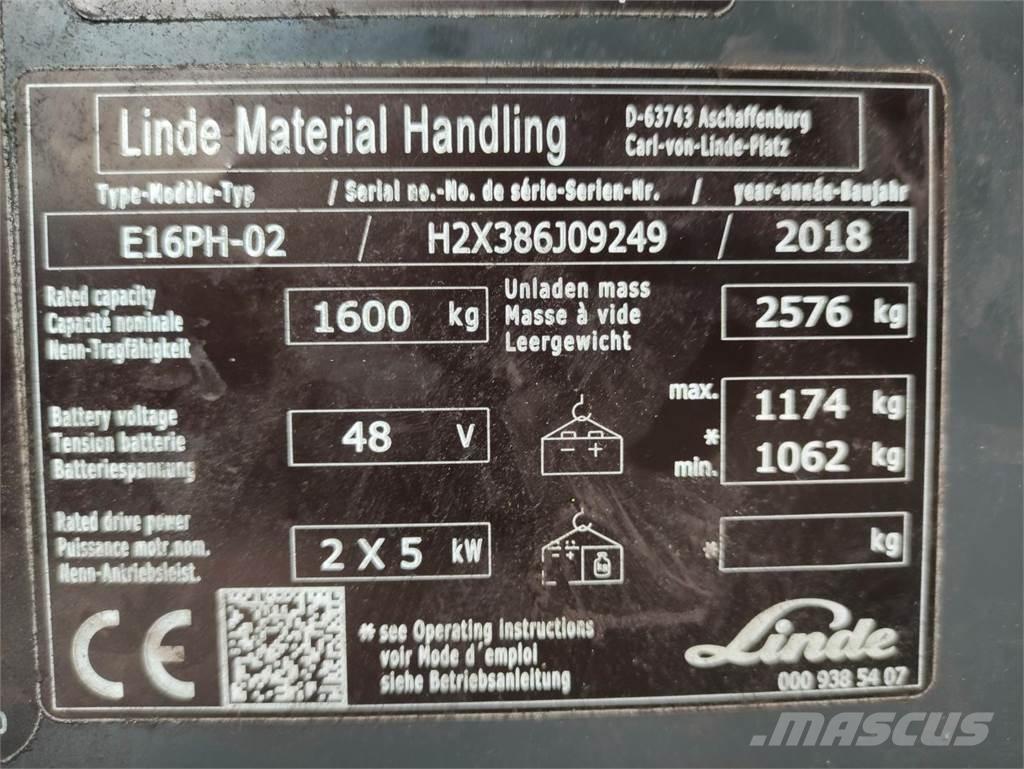 Linde E16PH-02-386-EVO Elektriskie iekrāvēji