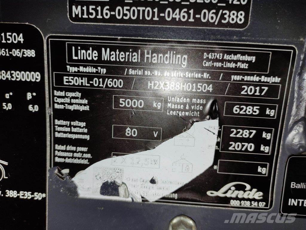 Linde E50HL-01/600-388 Elektriskie iekrāvēji