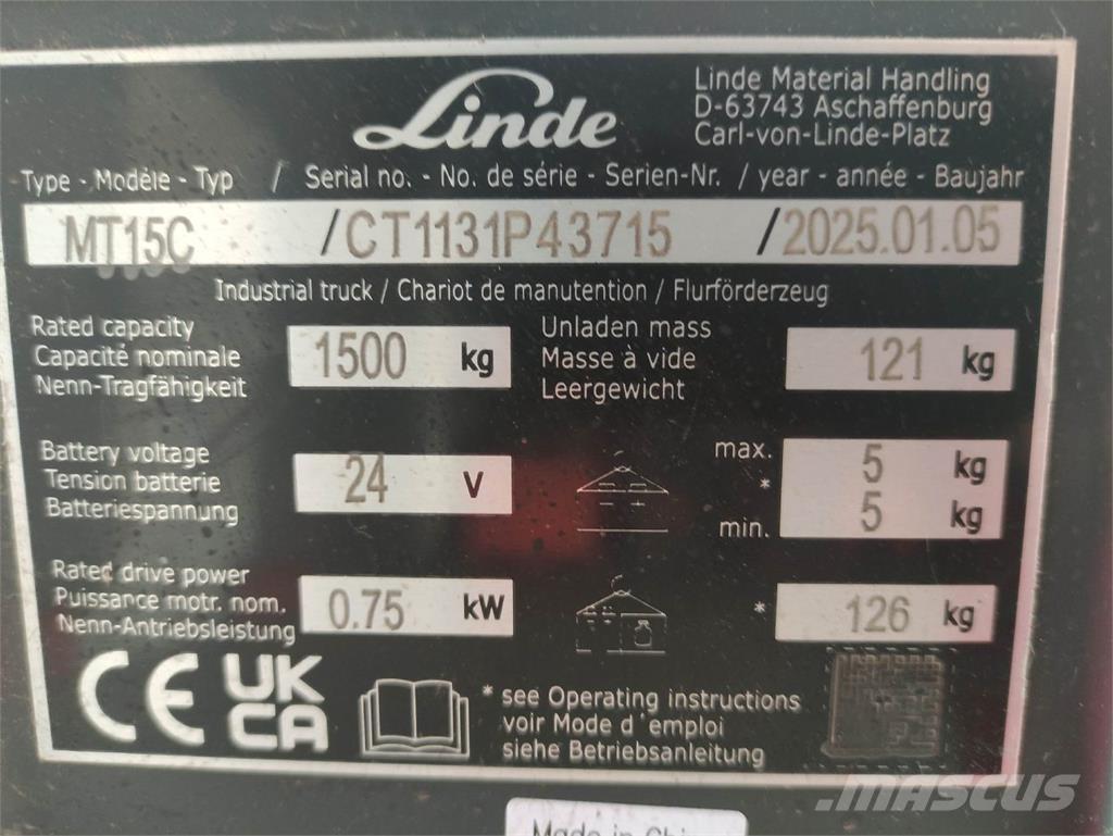 Linde MT15C Zemie palešu pacēlāji