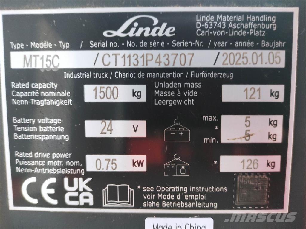 Linde MT15C Zemie palešu pacēlāji