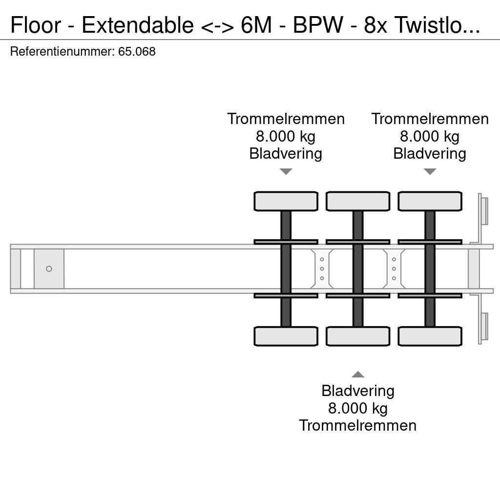 Floor - Extendable <-> 6M - BPW - 8x Twistlock - Spring Zemie treileri
